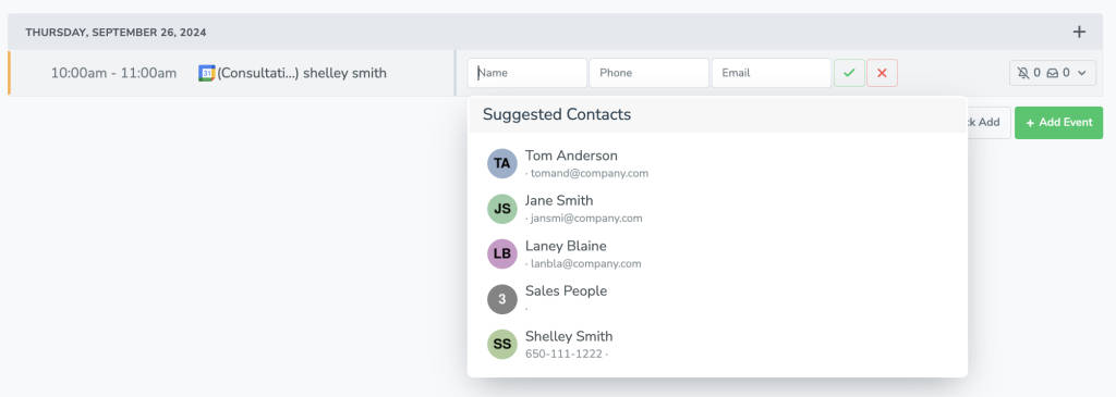 Add contact information manually for an appointment in Apptoto